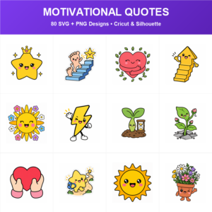 Cute Motivational Quotes SVG bundle included in the Mega Bundle
