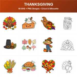 Cute Thanksgiving SVG bundle included in the Mega Bundle