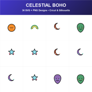 Cute Celestial Boho SVG bundle included in the Mega Bundle