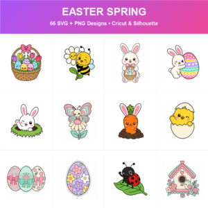 Cute Easter Spring SVG bundle included in the Mega Bundle