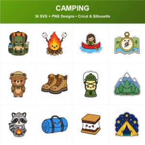 Cute Camping SVG bundle included in the Mega Bundle