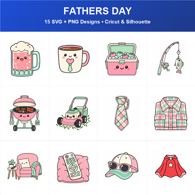 Cute Fathers Day SVG Bundle - 15 Designs | SVG PNG DXF for Cricut