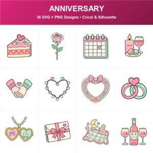 Cute Anniversary SVG bundle included in the Mega Bundle
