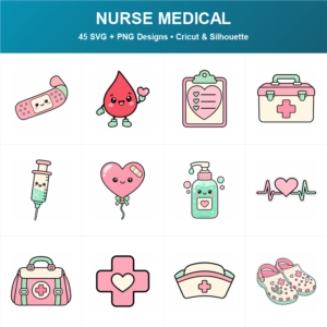 Cute Nurse Medical SVG bundle included in the Mega Bundle