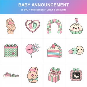 Cute Baby Announcement SVG bundle included in the Mega Bundle