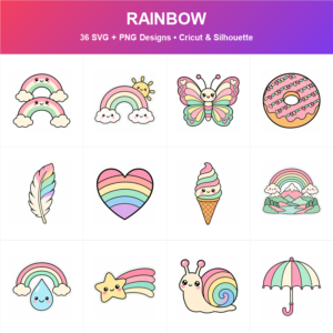 Cute Rainbow SVG bundle included in the Mega Bundle