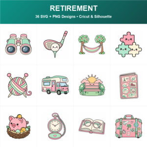 Cute Retirement SVG bundle included in the Mega Bundle