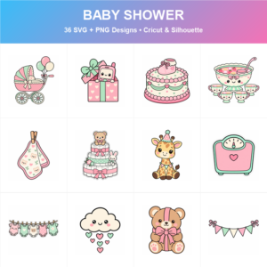 Cute Baby Shower SVG bundle included in the Mega Bundle