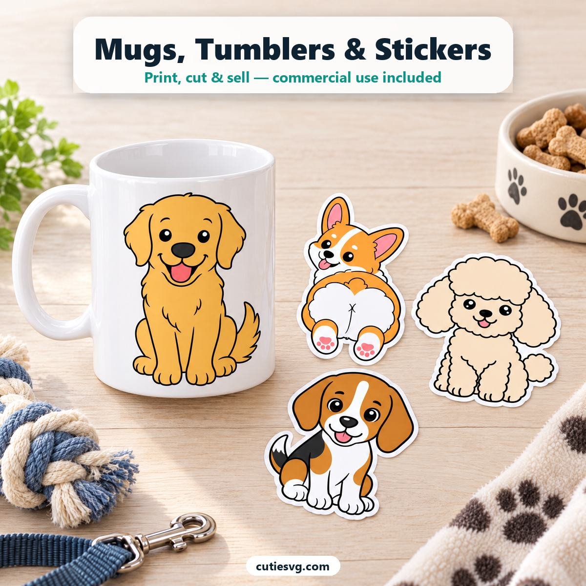 Cute Mugs & tumblers idea using the CutieSVG Mega Bundle