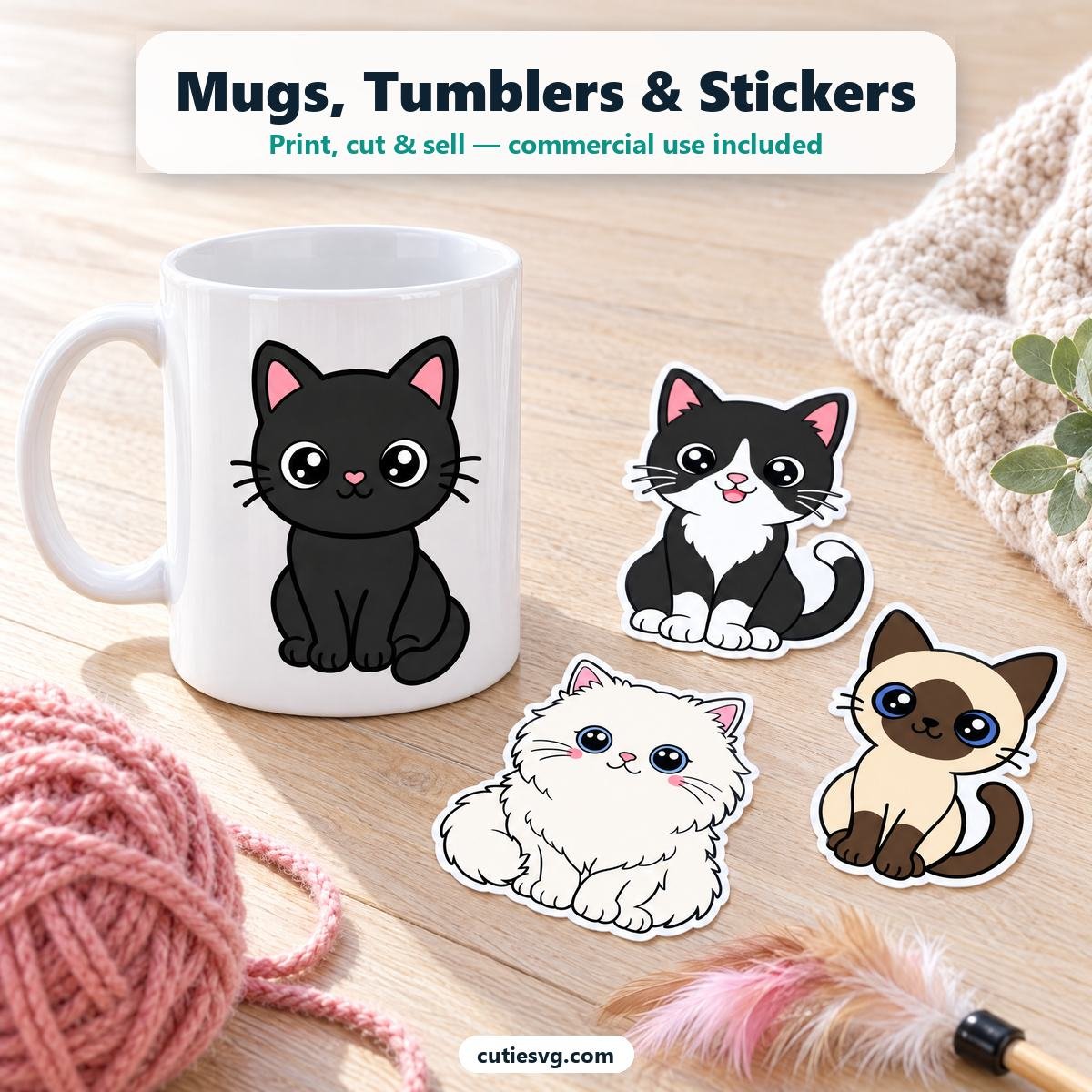 Cute Gifts for cat lovers idea using the CutieSVG Mega Bundle