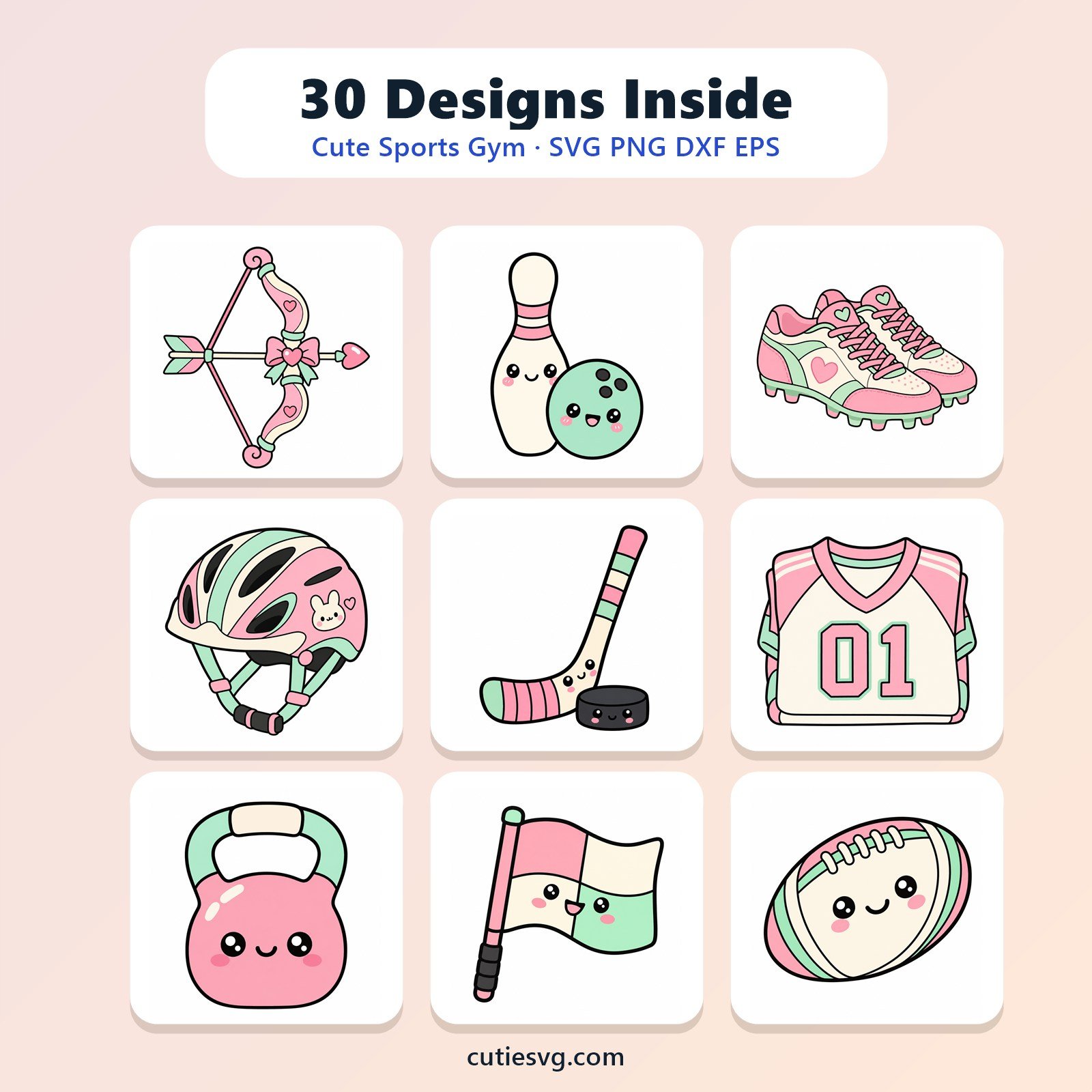 Cute Sports Gym SVG Bundle - 30 Designs | SVG PNG DXF for Cricut - Image 4