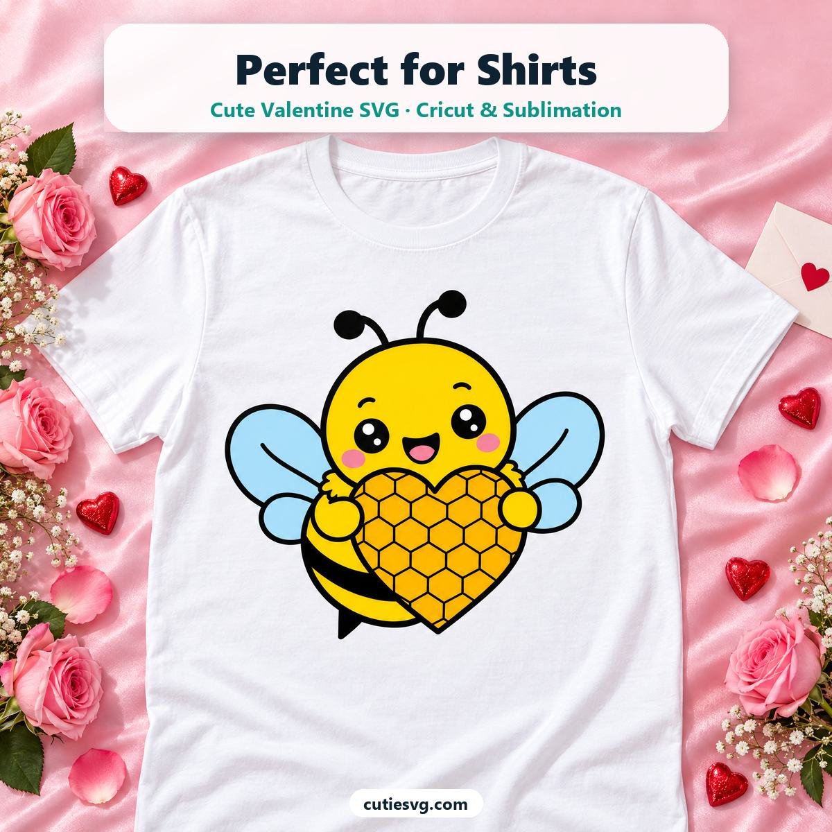 Cute Valentine SVG on a t-shirt