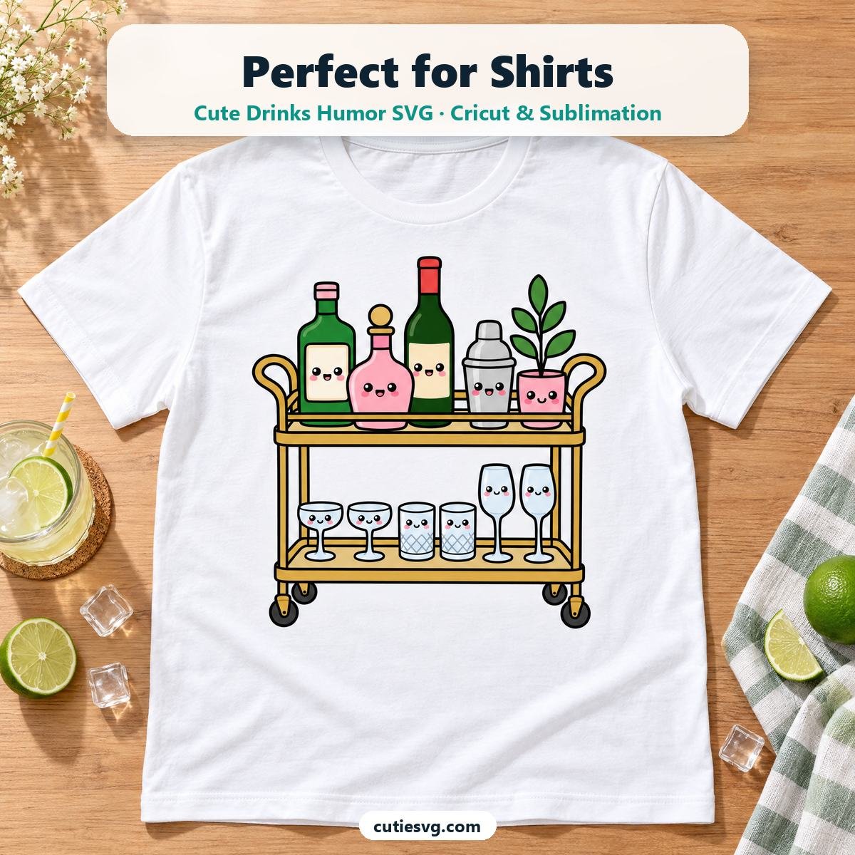 Cute Drinks Humor SVG on a t-shirt