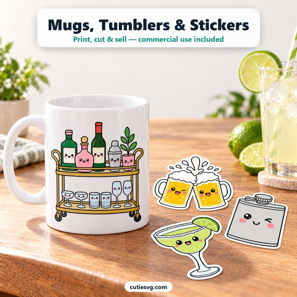 Cute Drinks Humor SVG mug and stickers